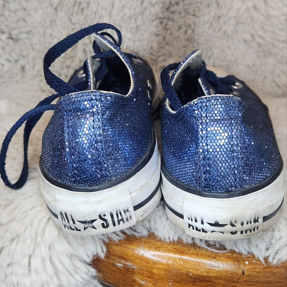 Sparkly Blue Converse Sneakers Mens Size 5 Womens Size 6 - Picture 3 of 5